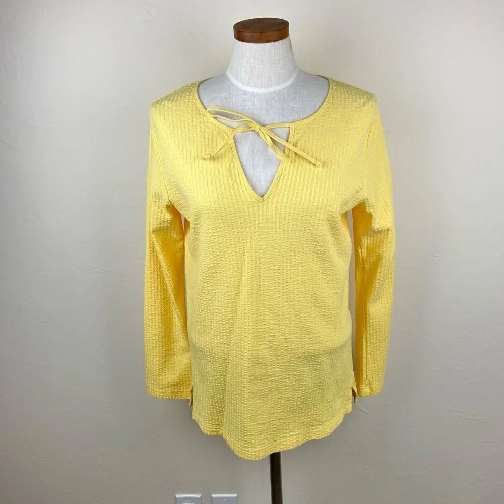 L.L. Bean Cotton Textured Front-Tie Tunic Top